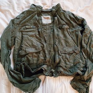 army green jacket combat, cropped